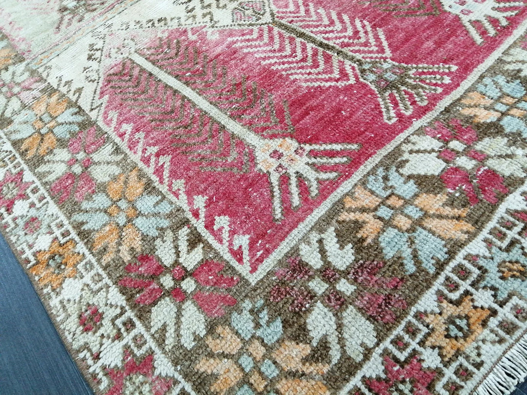 Tan Turkish Runner Rug 4' 1" x 11' Hand-Knotted | No. WR39051