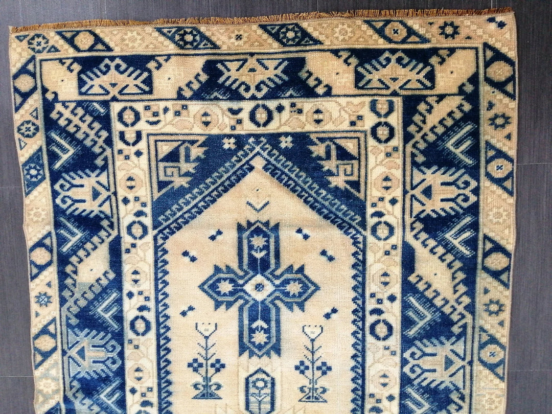 Blue Turkish Runner Rug 3' 11" x 6' 9" Hand-Knotted | No. WR39388