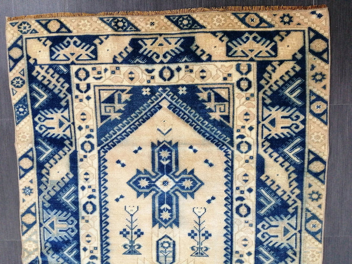 Blue Turkish Runner Rug 3' 11" x 6' 9" Hand-Knotted | No. WR39388