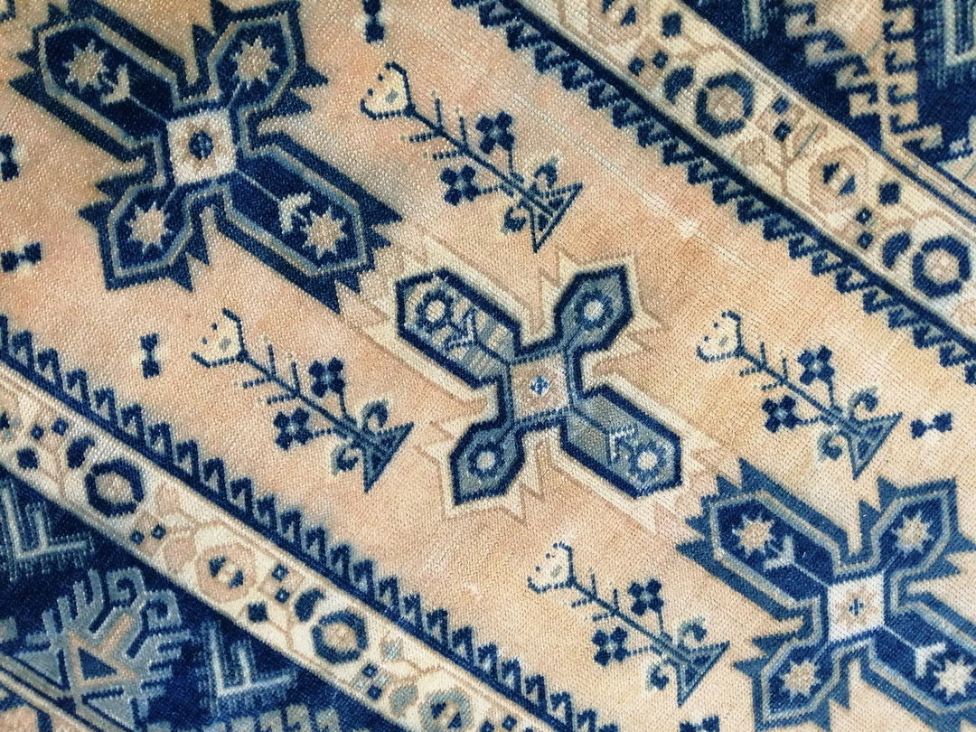 Blue Turkish Runner Rug 3' 11" x 6' 9" Hand-Knotted | No. WR39388