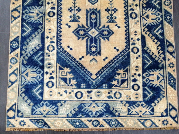Blue Turkish Runner Rug 3' 11" x 6' 9" Hand-Knotted | No. WR39388
