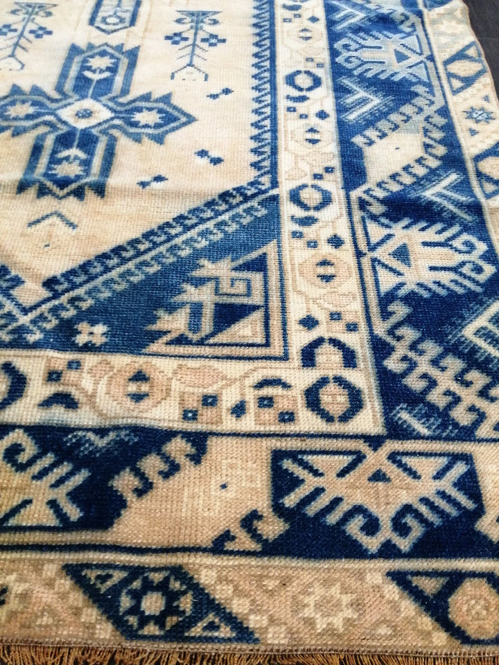 Blue Turkish Runner Rug 3' 11" x 6' 9" Hand-Knotted | No. WR39388
