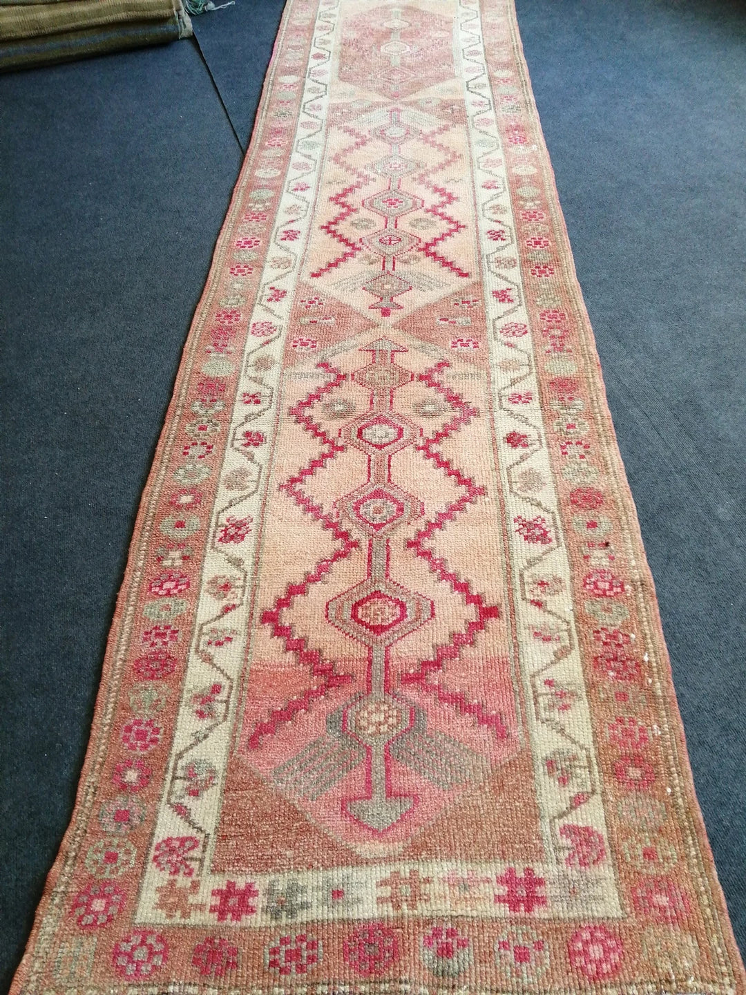 Beige Turkish Runner Rug 3' x 11' Hand-Knotted | No. WR39508