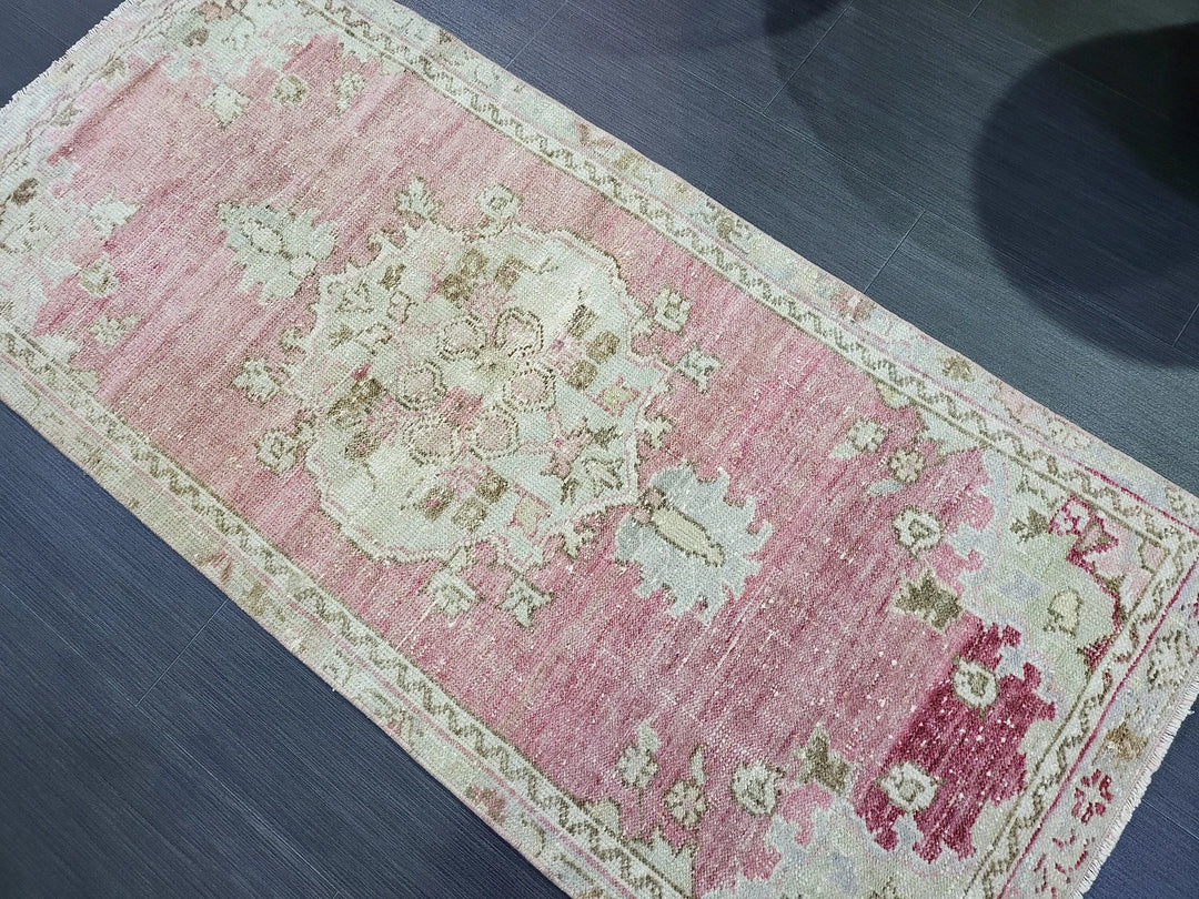 Beige Turkish Runner Rug 2' 1" x 4' 8" Hand-Knotted | No. WR40257