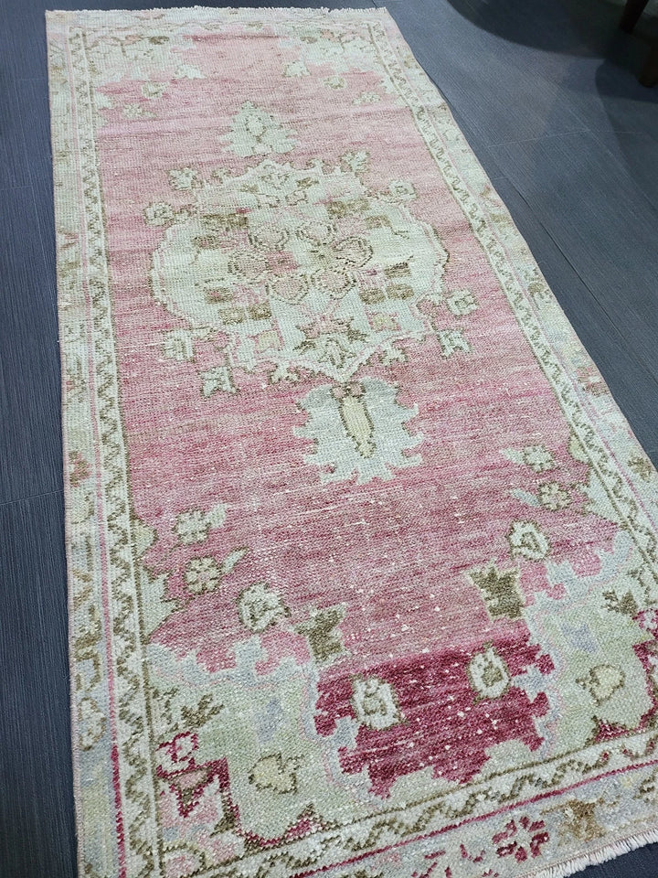 Beige Turkish Runner Rug 2' 1" x 4' 8" Hand-Knotted | No. WR40257