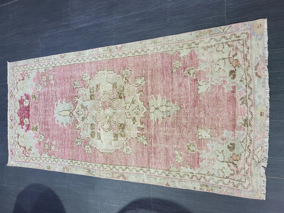 Beige Turkish Runner Rug 2' 1" x 4' 8" Hand-Knotted | No. WR40257
