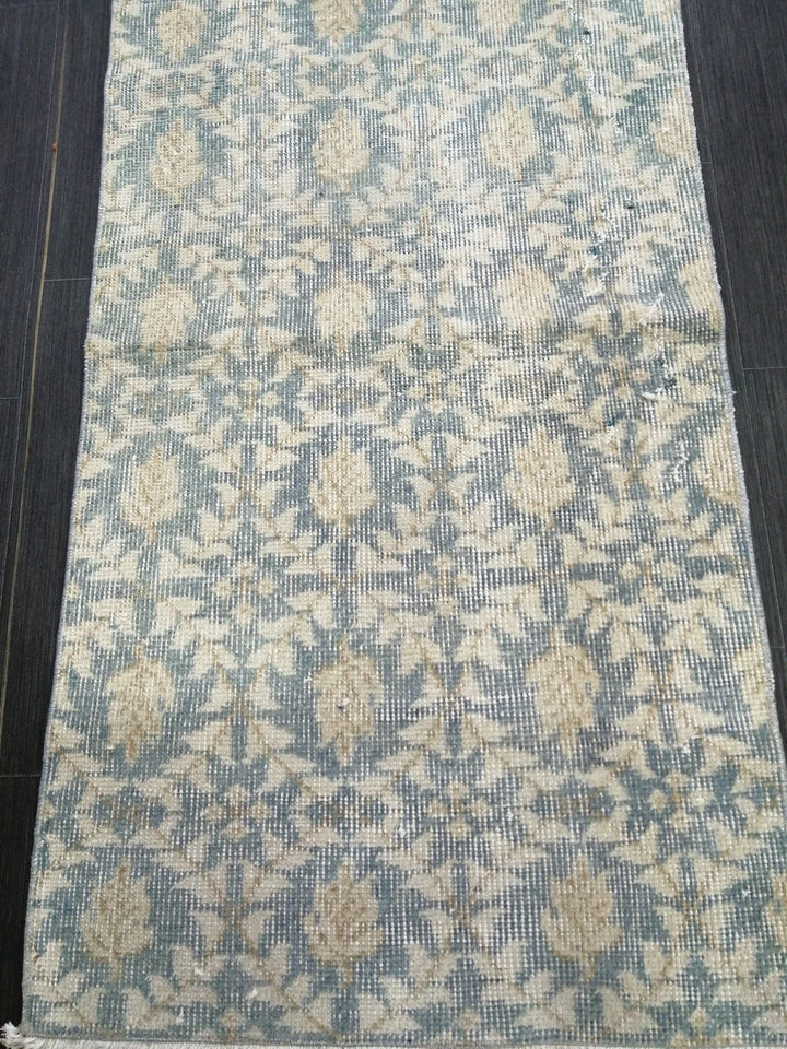 Tan Turkish Runner Rug 2' 1" x 10' 4" Hand-Knotted | No. WR40359