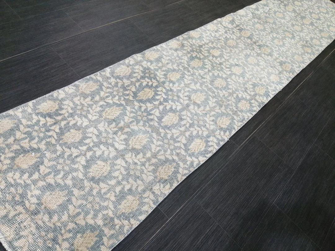 Tan Turkish Runner Rug 2' 1" x 10' 4" Hand-Knotted | No. WR40359