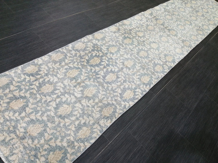 Tan Turkish Runner Rug 2' 1" x 10' 4" Hand-Knotted | No. WR40359