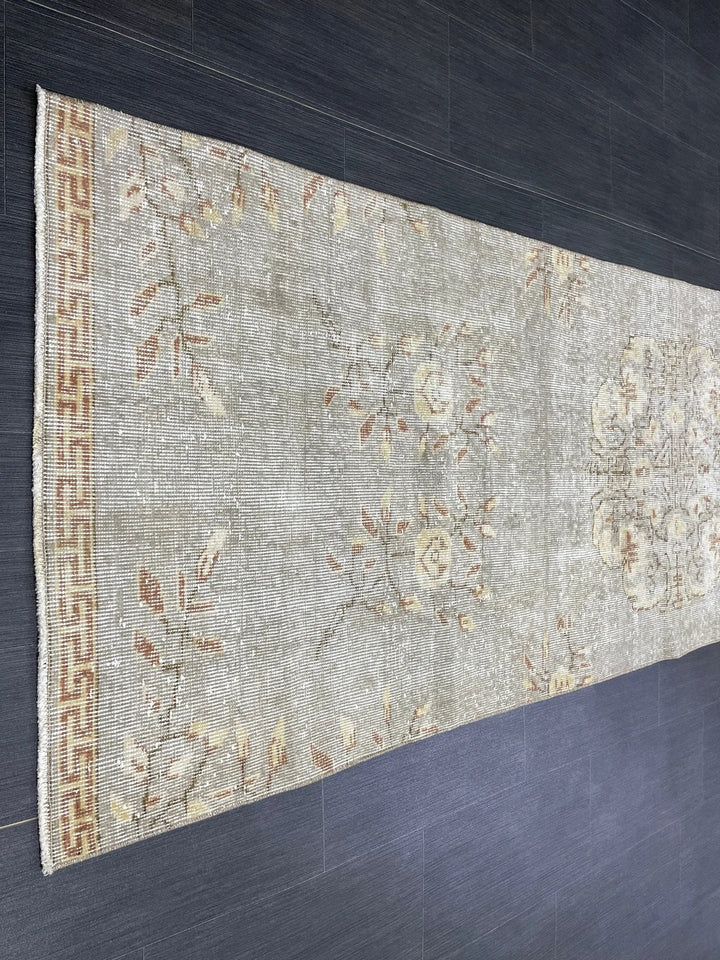 Grey Turkish Runner Rug 3' x 9' 7" Hand-Knotted | No. WR40992