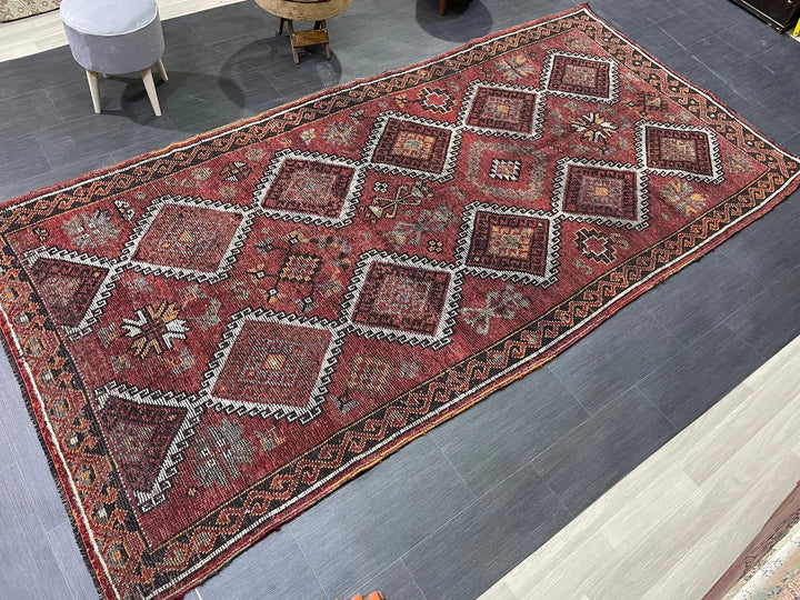 Rust Turkish Runner Rug 5' 3" x 10' 9" Hand-Knotted | No. WR41557