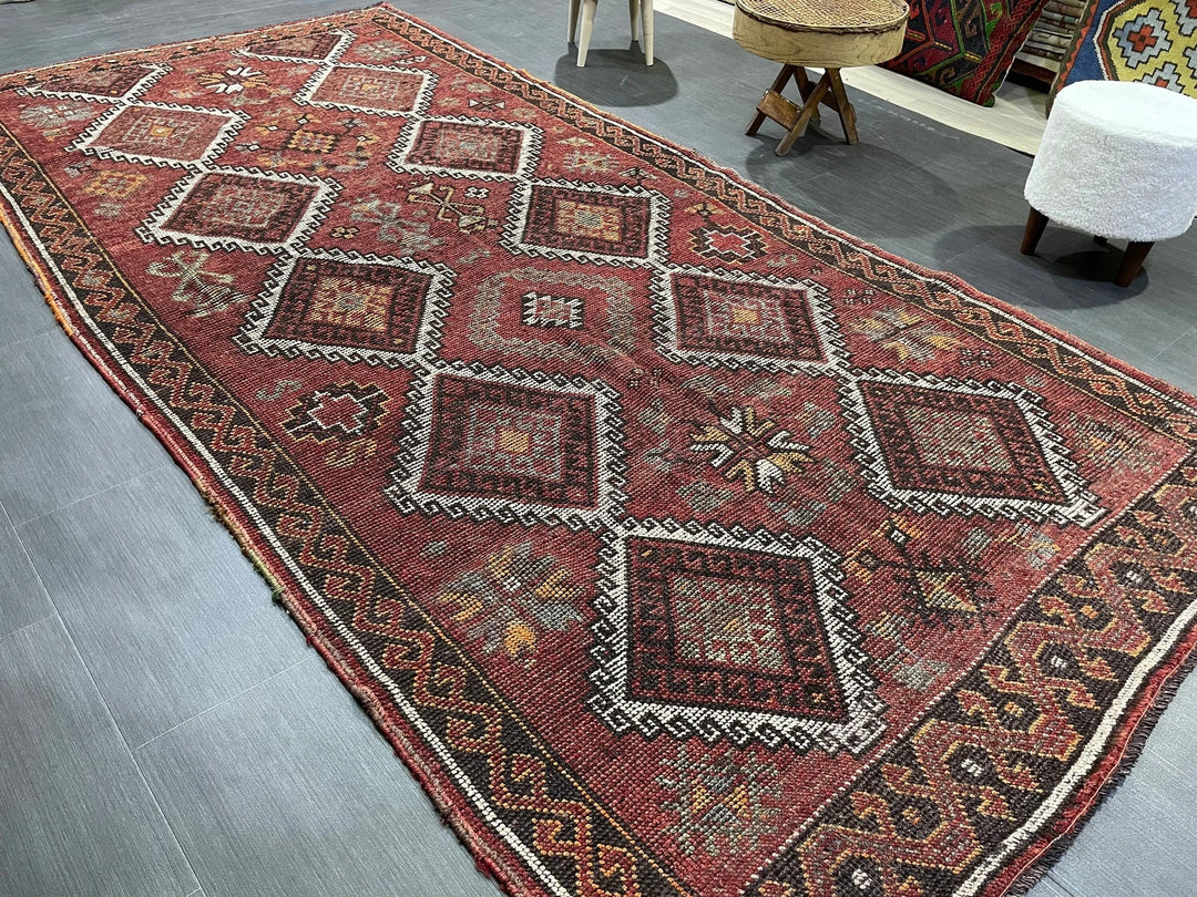Rust Turkish Runner Rug 5' 3" x 10' 9" Hand-Knotted | No. WR41557