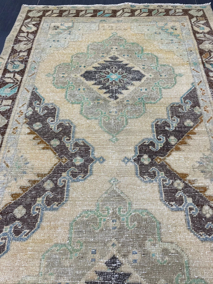 Rust Turkish Runner Rug 3' 8" x 6' 7" Hand-Knotted | No. WR41573