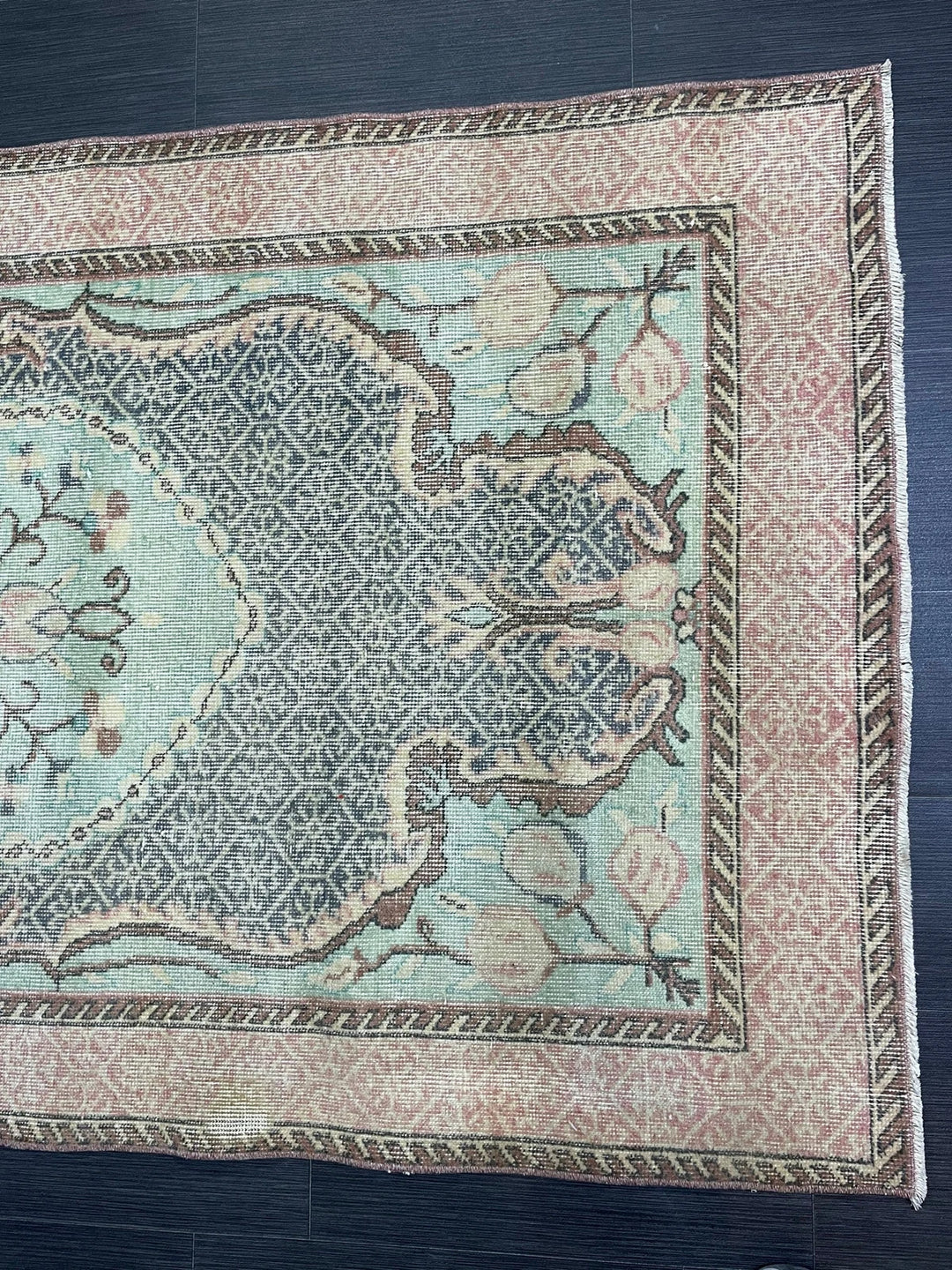 Beige Turkish Runner Rug 3' 9" x 7' Hand-Knotted | No. WR41740