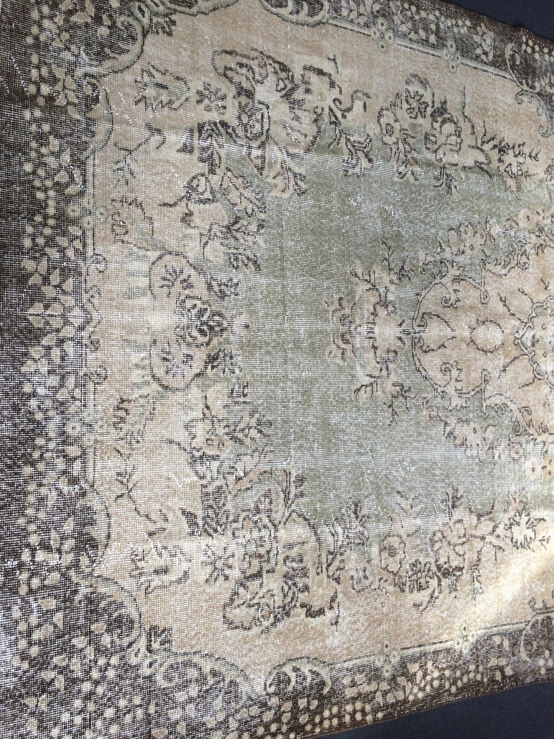 Green Turkish Runner Rug 6' 6" x 10' 10" Hand-Knotted | No. WR41776
