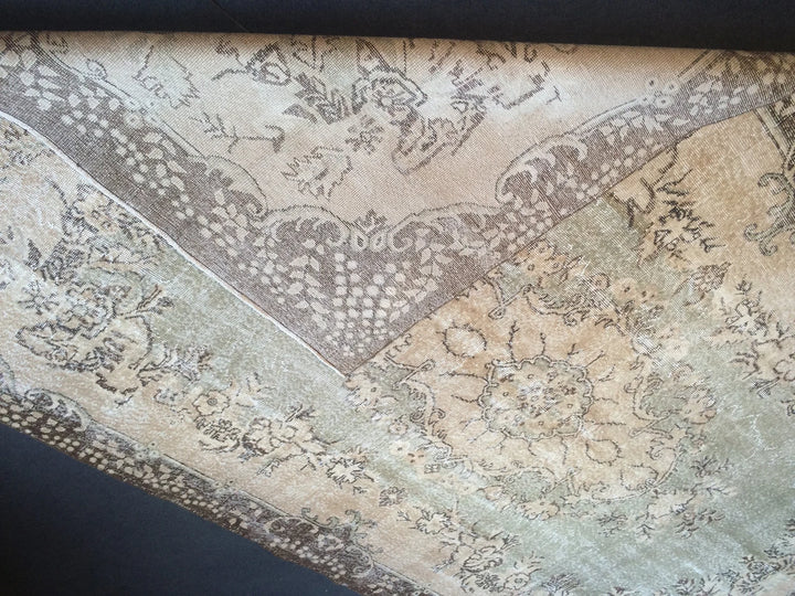 Green Turkish Runner Rug 6' 6" x 10' 10" Hand-Knotted | No. WR41776