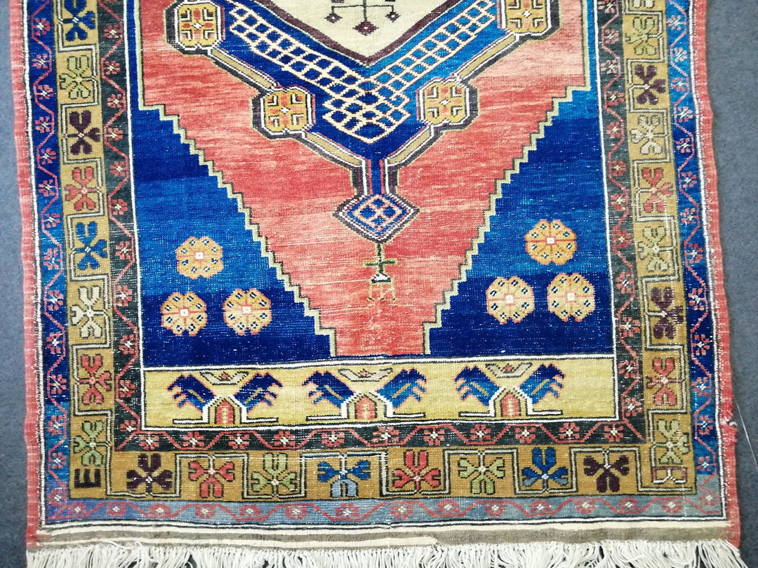 Blue Turkish Runner Rug 3' 11" x 10' 6" Hand-Knotted | No. WR41816