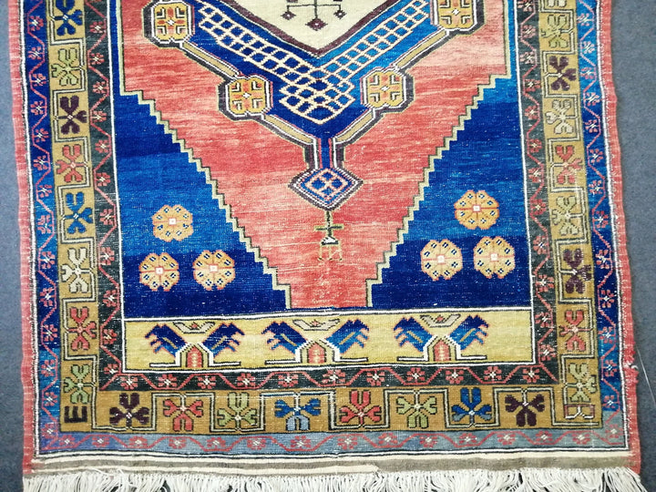 Blue Turkish Runner Rug 3' 11" x 10' 6" Hand-Knotted | No. WR41816