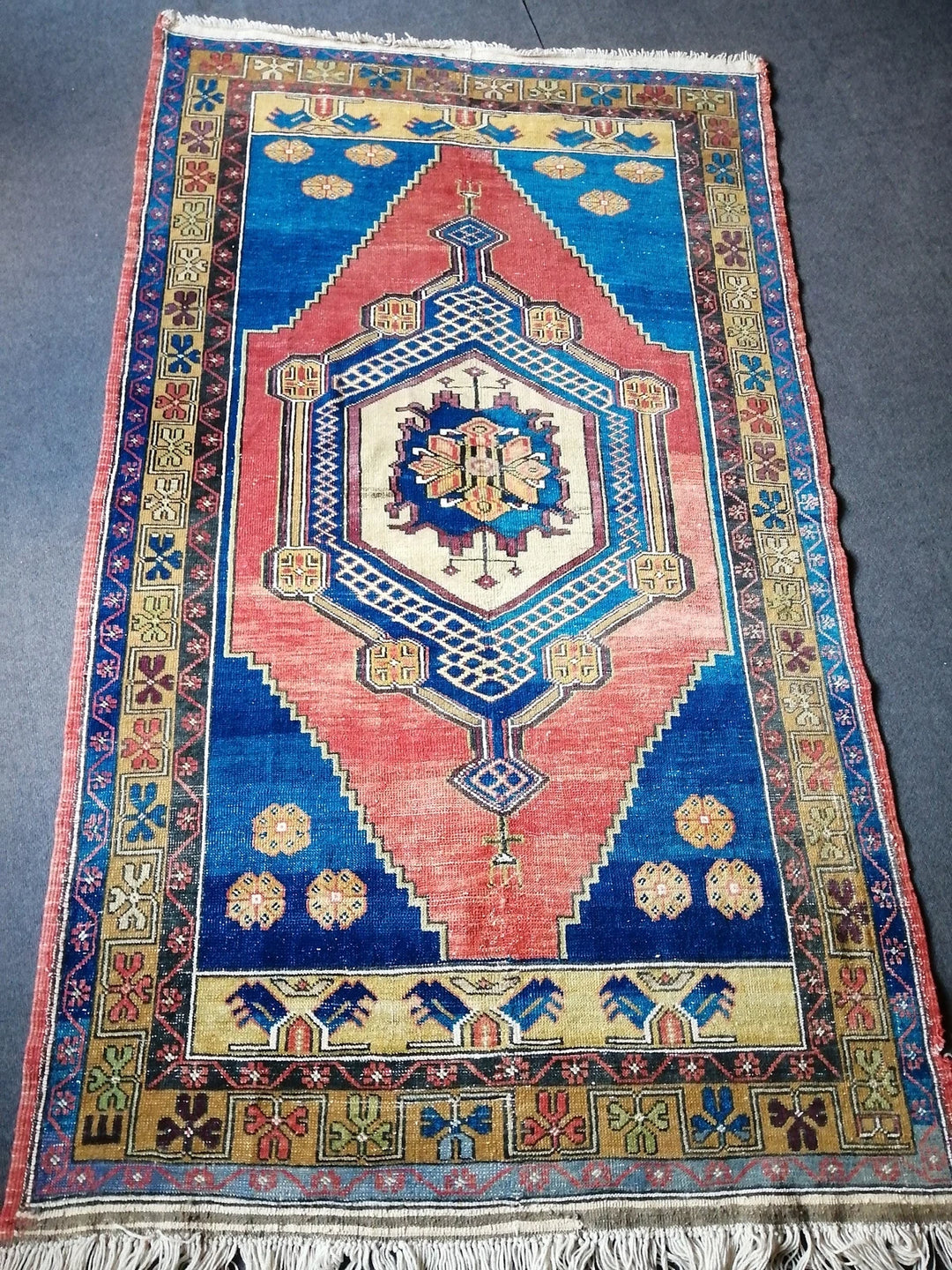 Blue Turkish Runner Rug 3' 11" x 10' 6" Hand-Knotted | No. WR41816