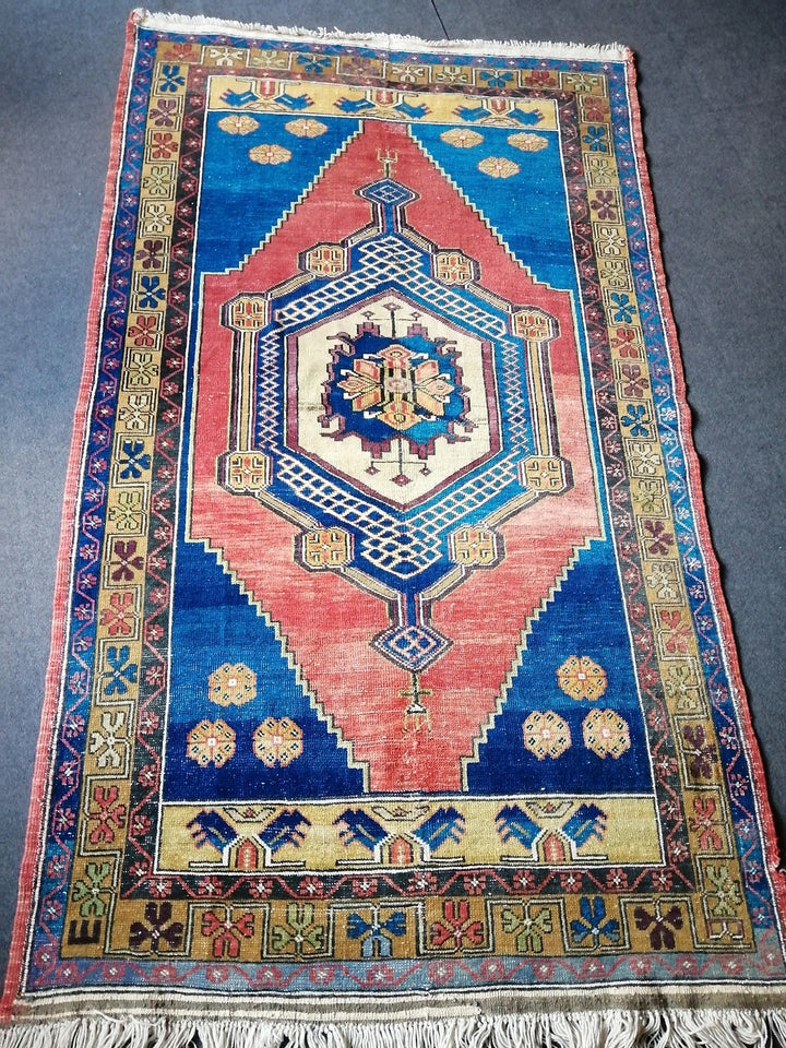 Blue Turkish Runner Rug 3' 11" x 10' 6" Hand-Knotted | No. WR41816
