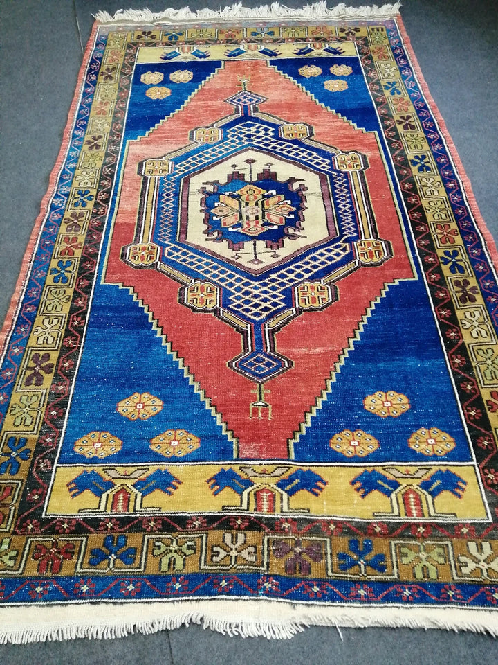 Blue Turkish Runner Rug 3' 11" x 10' 6" Hand-Knotted | No. WR41816
