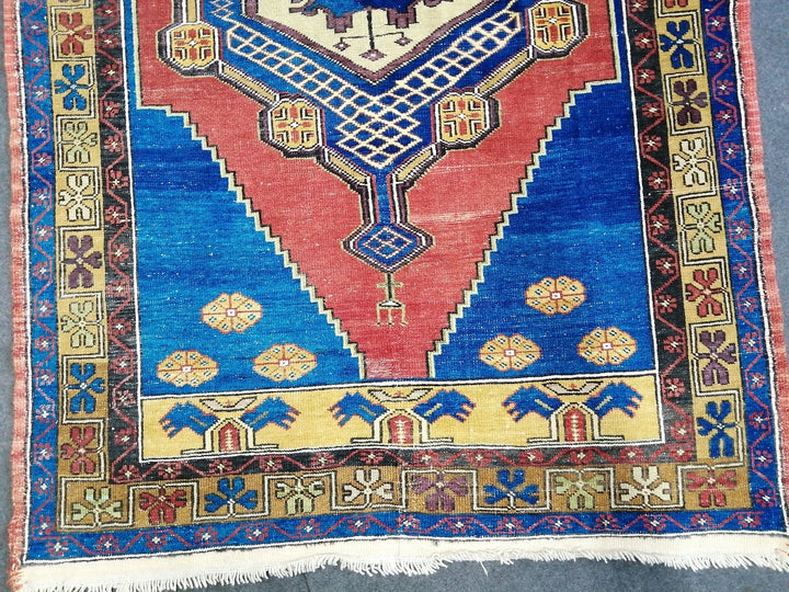 Blue Turkish Runner Rug 3' 11" x 10' 6" Hand-Knotted | No. WR41816