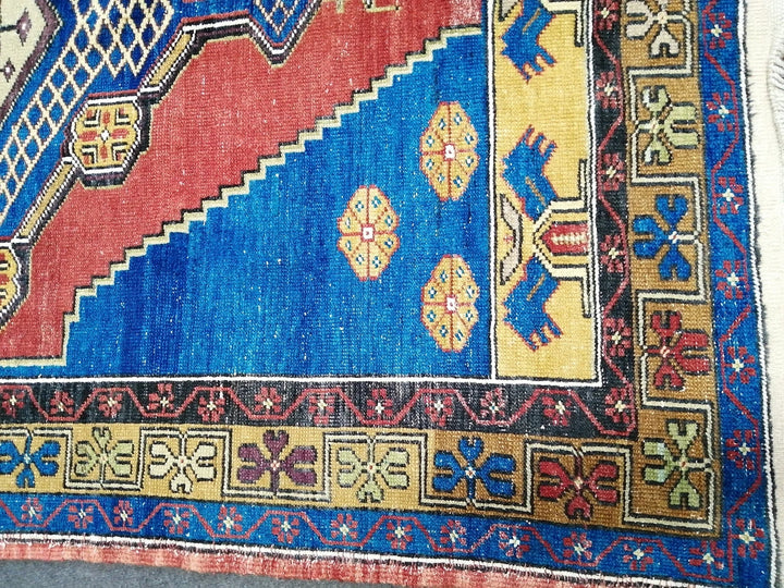 Blue Turkish Runner Rug 3' 11" x 10' 6" Hand-Knotted | No. WR41816