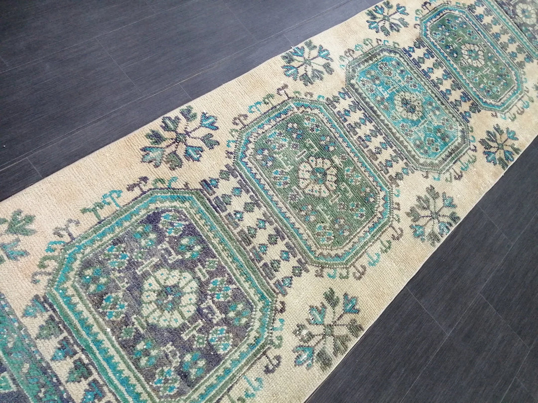 Blue Turkish Runner Rug 2' 10" x 11' 10" Hand-Knotted | No. WR41817