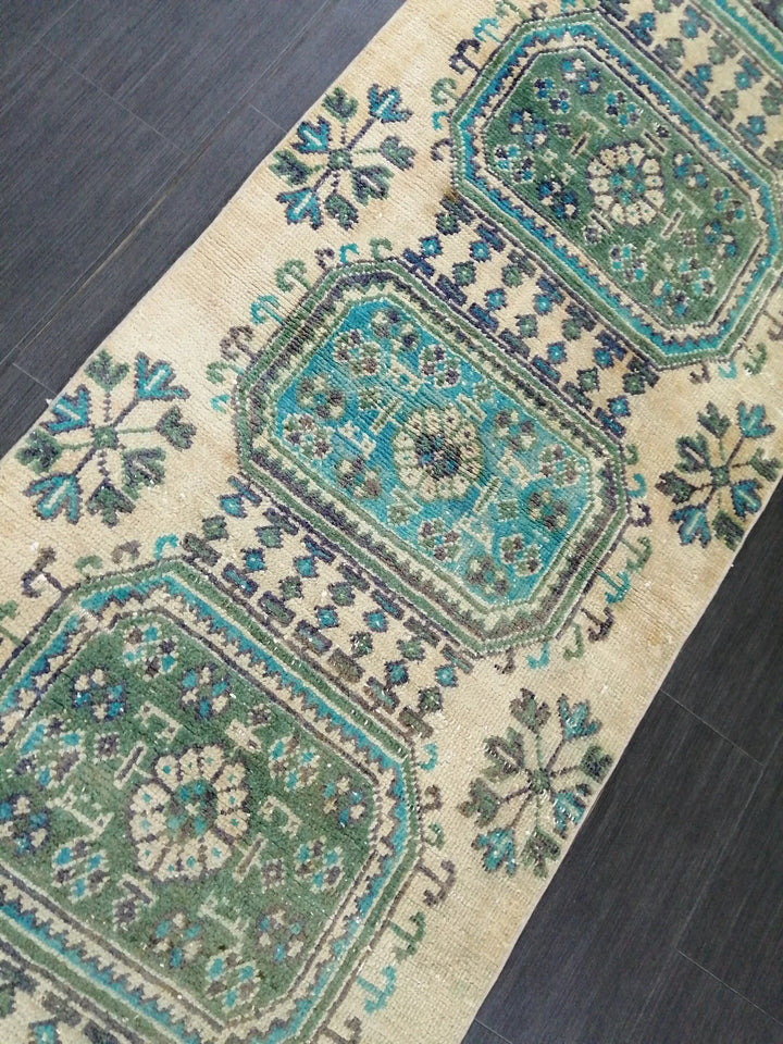 Blue Turkish Runner Rug 2' 10" x 11' 10" Hand-Knotted | No. WR41817