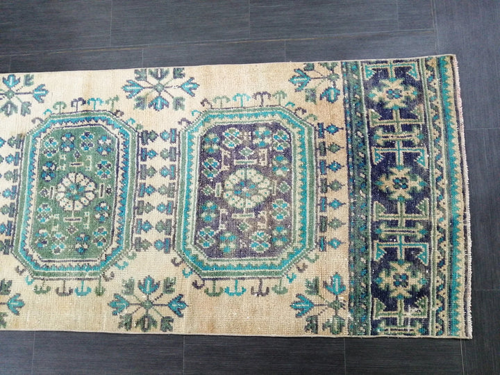 Blue Turkish Runner Rug 2' 10" x 11' 10" Hand-Knotted | No. WR41817