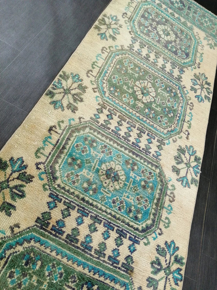 Blue Turkish Runner Rug 2' 10" x 11' 10" Hand-Knotted | No. WR41817