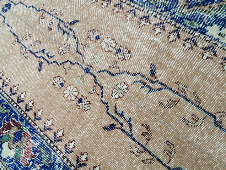 Blue Turkish Runner Rug 3' 9" x 7' 3" Hand-Knotted | No. WR42000