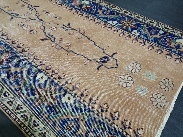 Blue Turkish Runner Rug 3' 9" x 7' 3" Hand-Knotted | No. WR42000