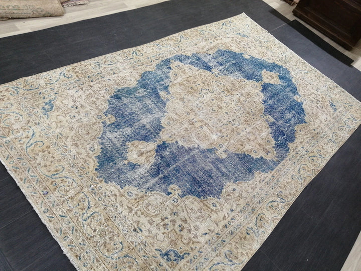 Blue Turkish Runner Rug 6' 3" x 10' 5" Hand-Knotted | No. WR42081