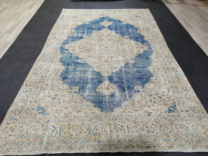 Blue Turkish Runner Rug 6' 3" x 10' 5" Hand-Knotted | No. WR42081