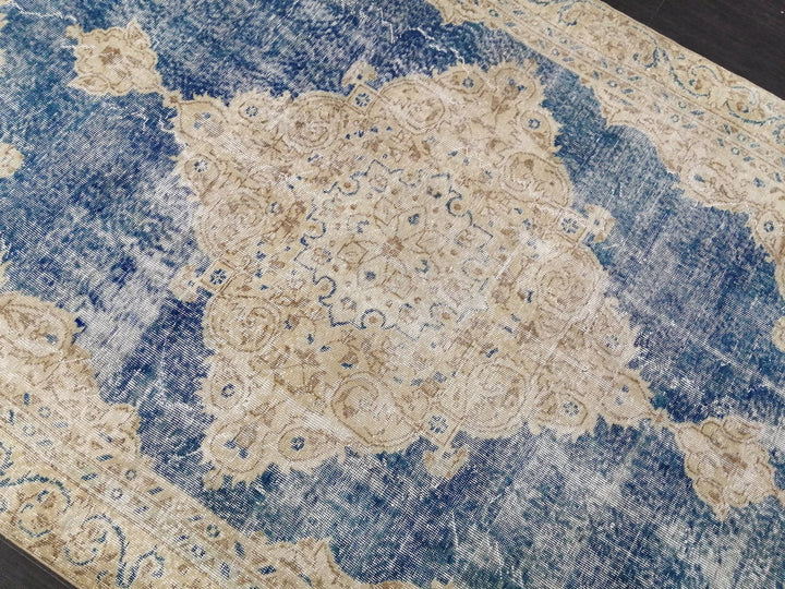 Blue Turkish Runner Rug 6' 3" x 10' 5" Hand-Knotted | No. WR42081