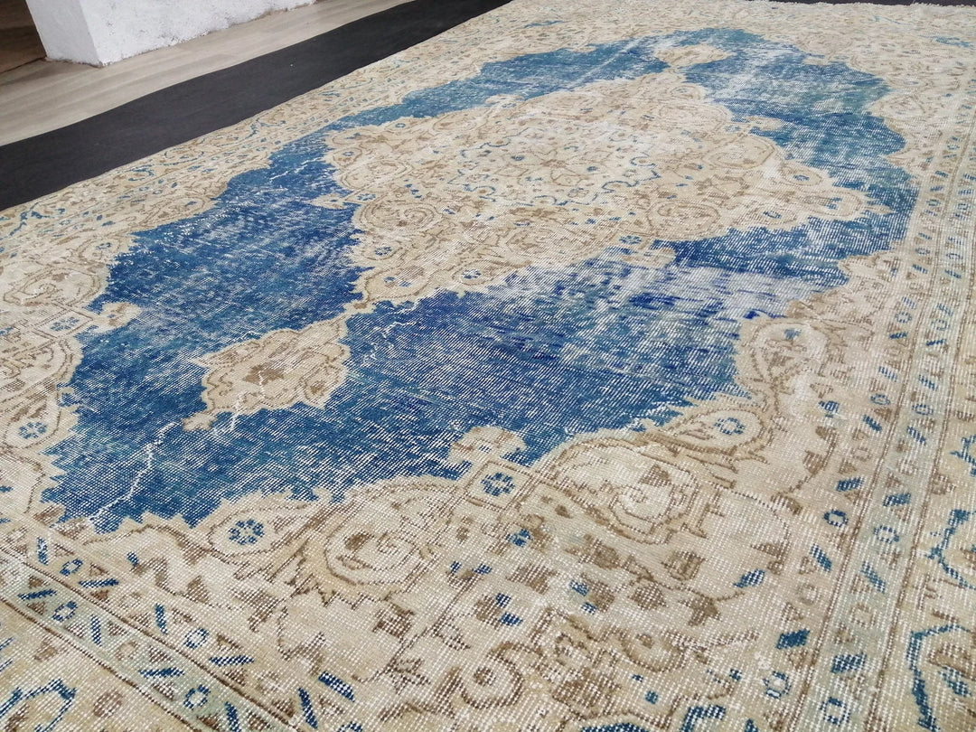 Blue Turkish Runner Rug 6' 3" x 10' 5" Hand-Knotted | No. WR42081