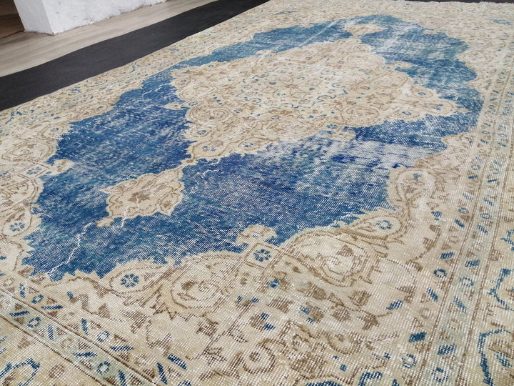 Blue Turkish Runner Rug 6' 3" x 10' 5" Hand-Knotted | No. WR42081