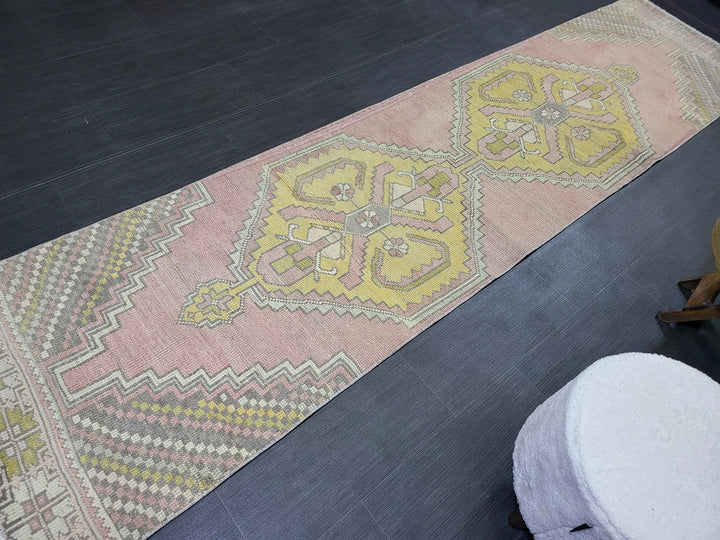 Beige Turkish Runner Rug 2' 6" x 10' 2" Hand-Knotted | No. WR42088