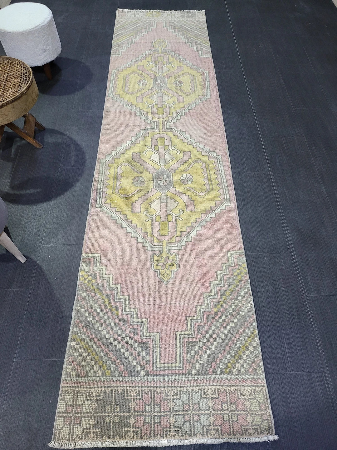 Beige Turkish Runner Rug 2' 6" x 10' 2" Hand-Knotted | No. WR42088
