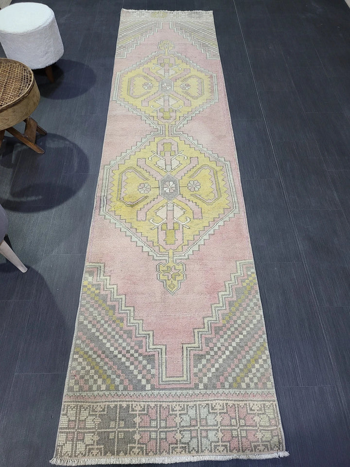 Beige Turkish Runner Rug 2' 6" x 10' 2" Hand-Knotted | No. WR42088