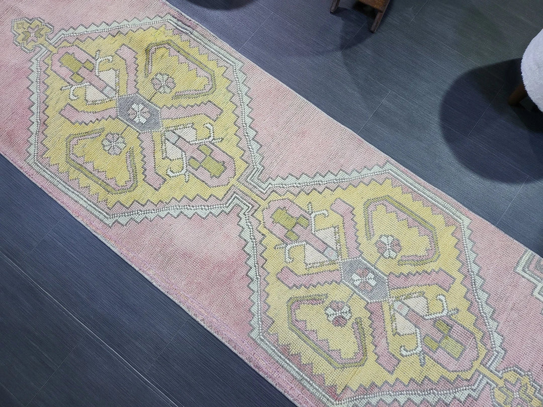 Beige Turkish Runner Rug 2' 6" x 10' 2" Hand-Knotted | No. WR42088