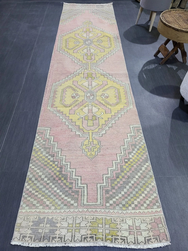 Beige Turkish Runner Rug 2' 6" x 10' 2" Hand-Knotted | No. WR42088