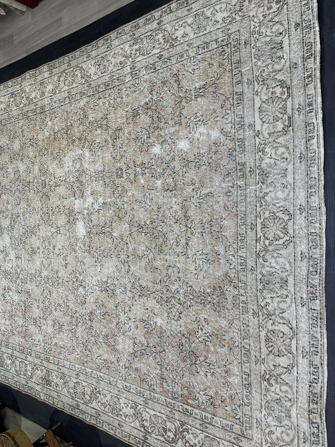 Beige Turkish Vintage Rug 8' 5" x 12' 1" Hand-Knotted | No. WR42134