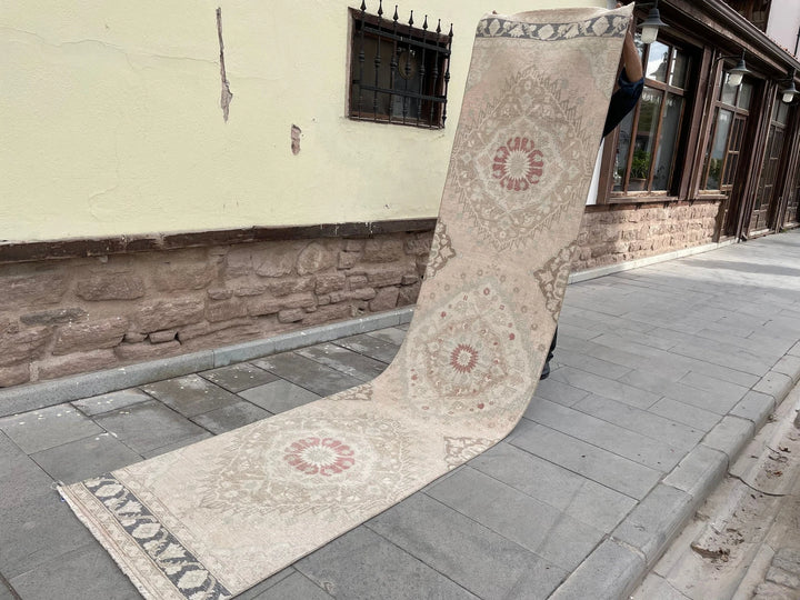 Pink Turkish Runner Rug 2' 10" x 12' 6" Hand-Knotted | No. WR42293