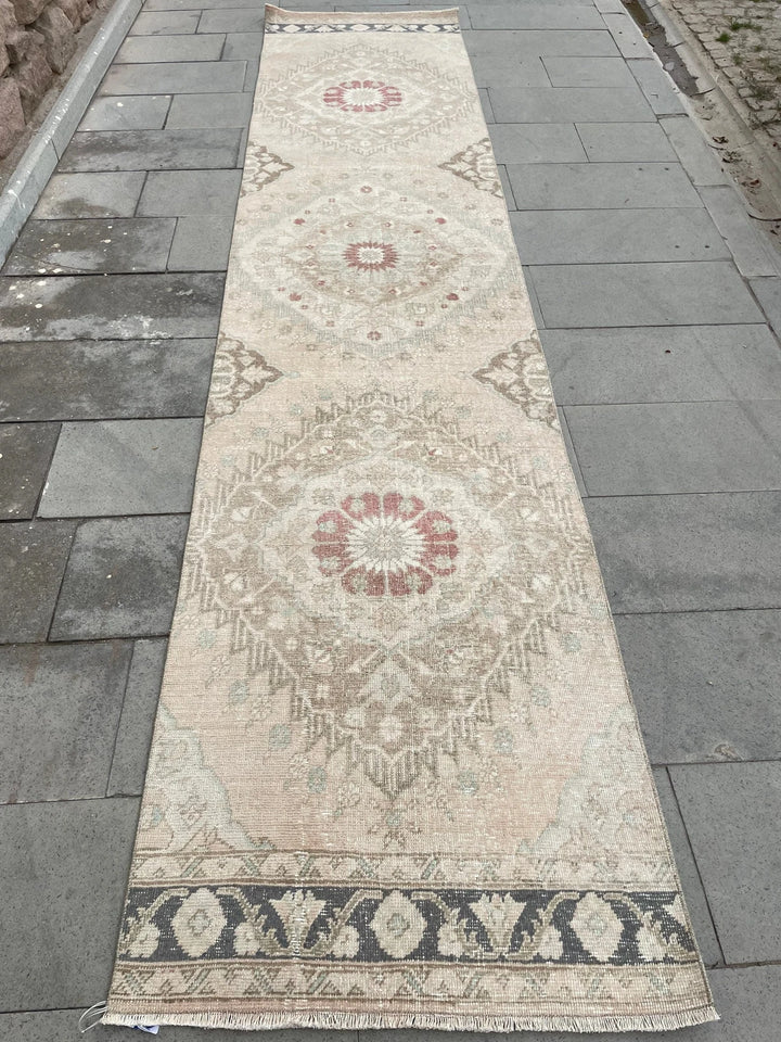Pink Turkish Runner Rug 2' 10" x 12' 6" Hand-Knotted | No. WR42293