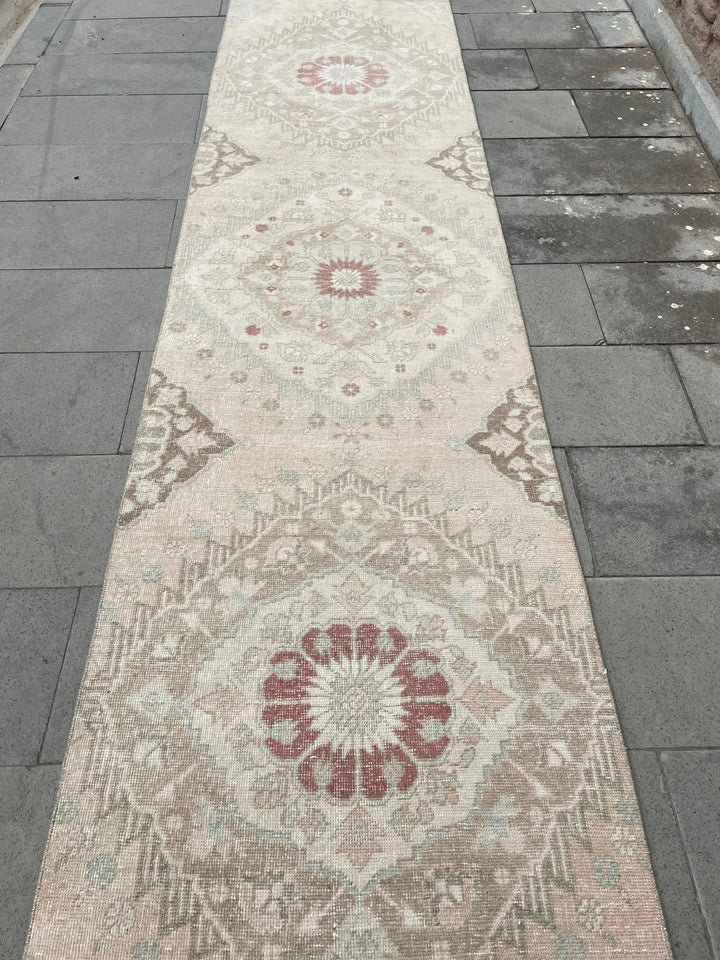 Pink Turkish Runner Rug 2' 10" x 12' 6" Hand-Knotted | No. WR42293