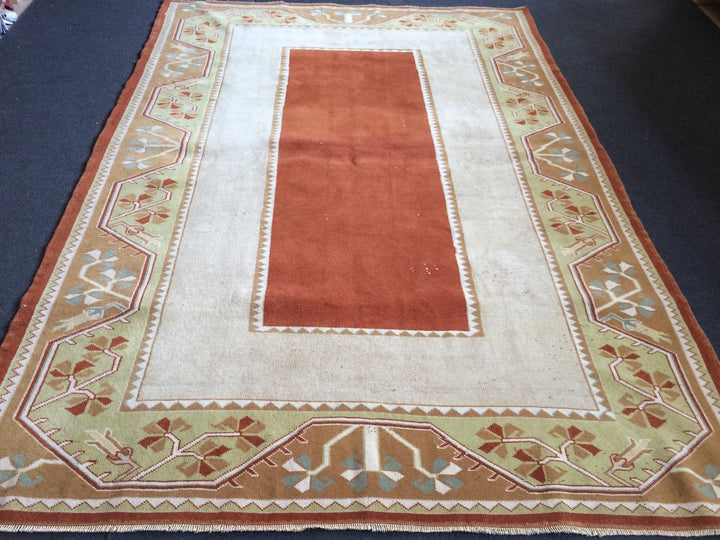 Beige Turkish Runner Rug 5' x 7' 8" Hand-Knotted | No. WR42492
