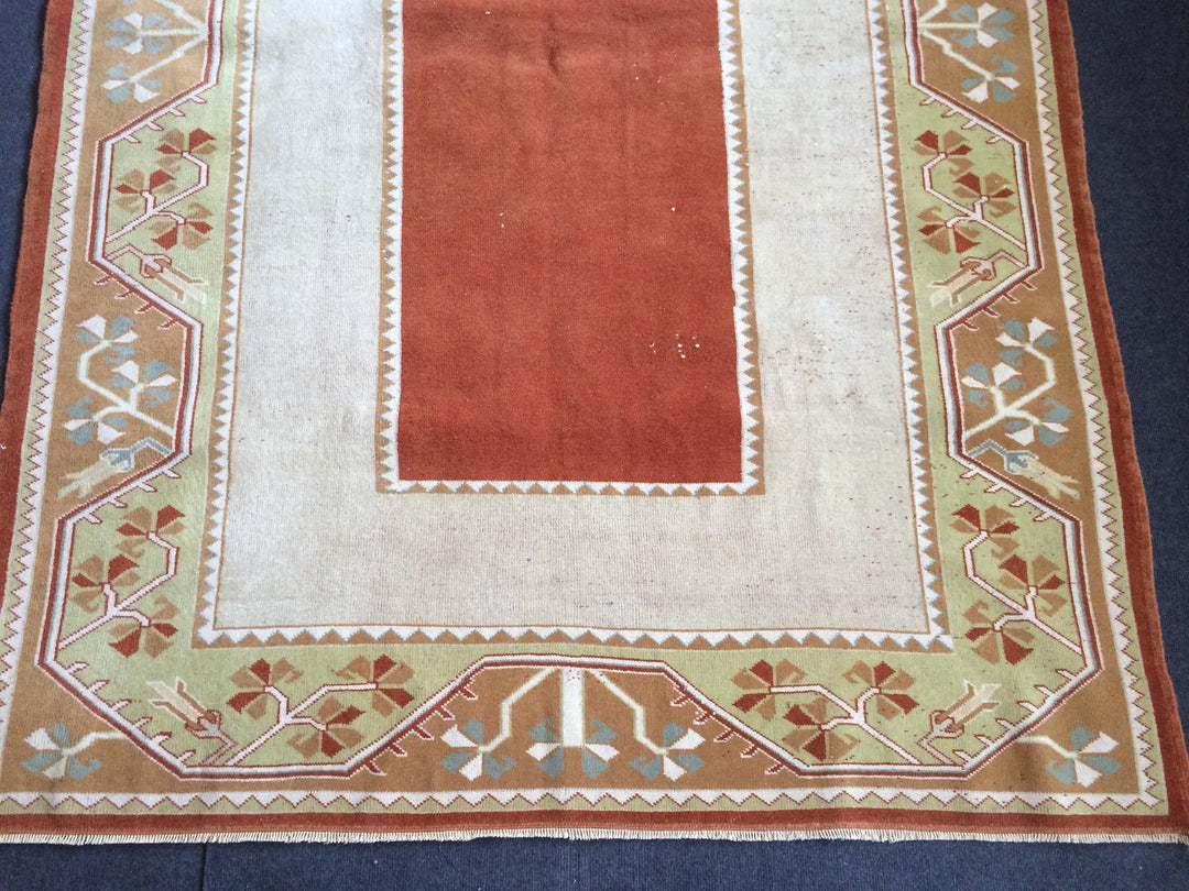 Beige Turkish Runner Rug 5' x 7' 8" Hand-Knotted | No. WR42492