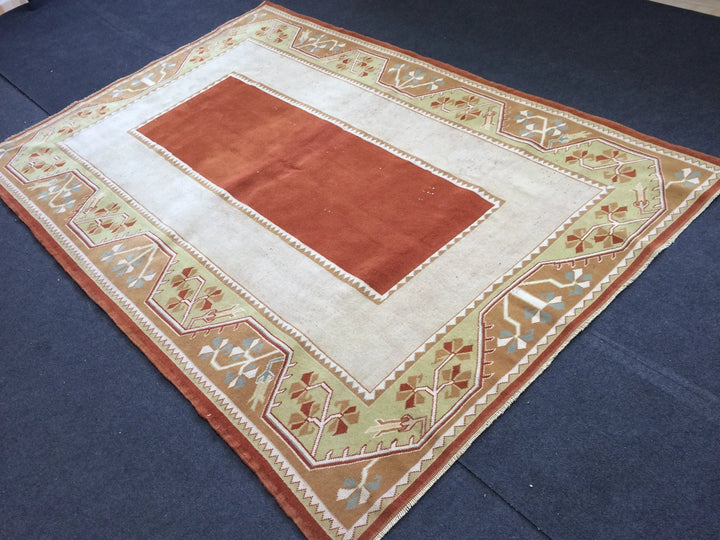 Beige Turkish Runner Rug 5' x 7' 8" Hand-Knotted | No. WR42492